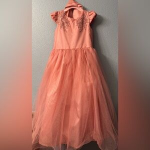 Elegant Coral Tulle Girl Dress